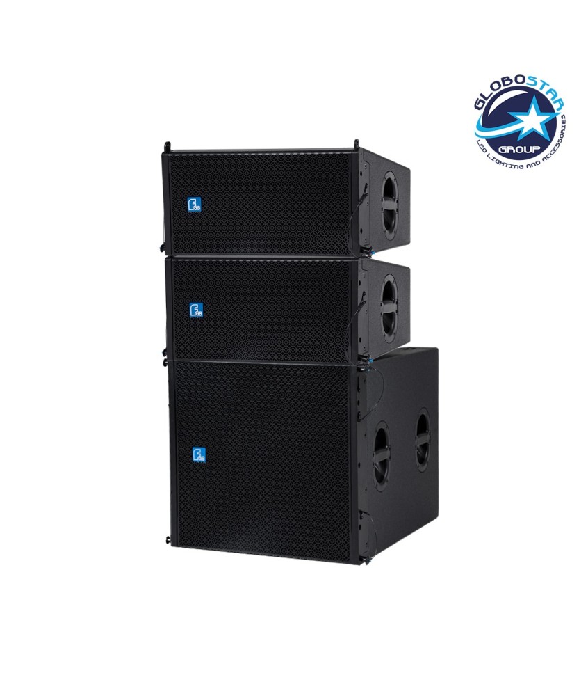 GloboStar® FDB DLA208+DLA118BAS 98017-98018-SET PA Line Array System - Ενεργό Αυτοενισχυόμενο Σετ Ηχείων & Subwoofer Line Array με Ψηφιακό Ενισχυτή SA2.68 AC 220V-50-60Hz - 900W RMS-4Ω + 600W RMS-4Ω (2400W Peak) - IP20 - Μαύρο - Σετ 3 Τεμαχίων